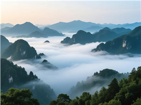 唯美云雾缭绕山川美景摄影图片